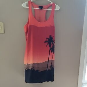 Apostrophe swim Coverup Sundress Size Medium Palm Tree Sunset Design